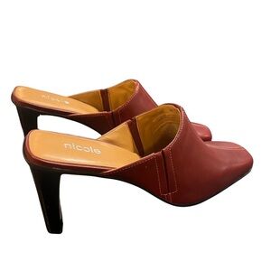 Women’s NICOLE Y2K Vintage Burgundy Slip-On Mule Size9